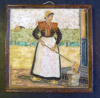 De Porceleyne Fles, Delft - Lot van vier cloisonné wandtegels - Aardewerk