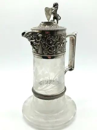 No reserve-Elkington & Co Sheffield 1880 - Zeer grote 19e eeuwse Engelse Klepkan in montuur met baardman - Verzilverd