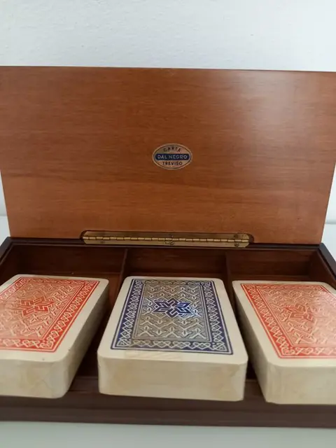 Dal Negro - Kaartspel doos/koffer - Emaille, Hout, Papier, Metaal