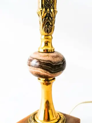 lampvoet (2) - Gepatineerd brons, Marmer