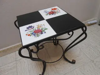 Bijzettafel (1) - Art Deco - Aardewerk, IJzer (gegoten/gesmeed)