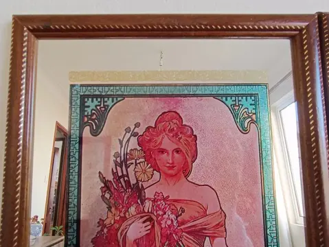 After Alphonse Mucha - The 4 Seasons - Spiegel, Wandspiegel (4) - Glas, Hout