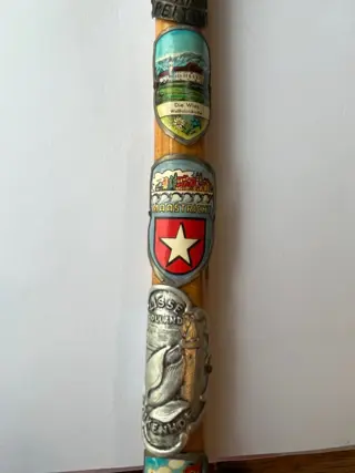 Versierde wandelstok (1) - Hout