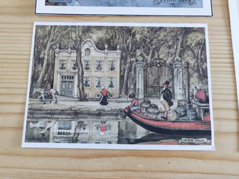 Twee Ingelijste Anton Pieck prenten- negen losse prenten en een puzzle - Hout, Papier
