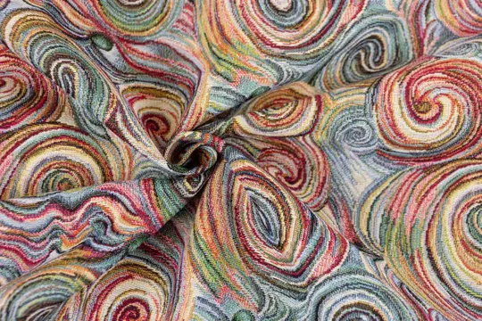 5.00 x 1.40 METER !!! Fantastische veelkleurige gobelin-stof van Vincent van Gogh met spiraalvormig - Katoen, ander - 21e eeuw
