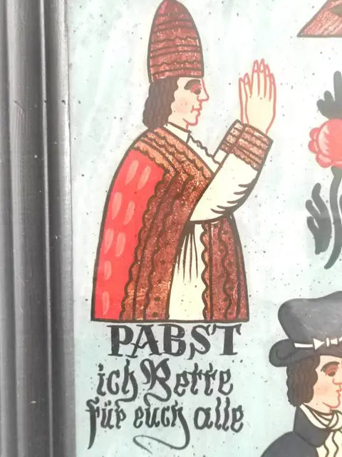 Schilderij achter glas: God's Eye, Bauer, Kaiser, Pabst - Glas - Begin 20e eeuw - Glas, Hout