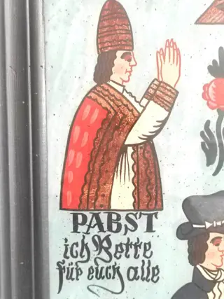 Schilderij achter glas: God's Eye, Bauer, Kaiser, Pabst - Glas - Begin 20e eeuw - Glas, Hout