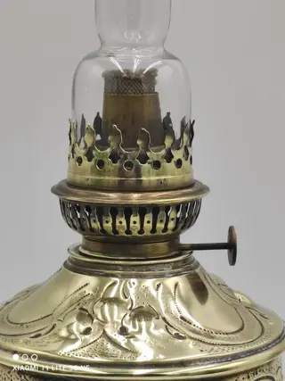 olielamp (1) - Glas, Koper, Messing