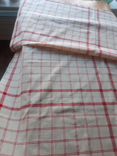 ongebruikte kleden / tafelkleed met rood patroon - 90 x 525 + 140 x 230 cm - Jugendstil - Linnen - Begin 20e eeuw