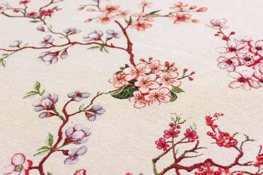 5.00 x 1.40 meter !!! Luxe gobelin stof van hoge kwaliteit met bloemmotieven op een crèmekleurige - Katoen, ander - 21e eeuw