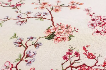 5.00 x 1.40 meter !!! Luxe gobelin stof van hoge kwaliteit met bloemmotieven op een crèmekleurige - Katoen, ander - 21e eeuw