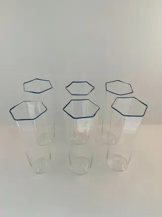 De Mio Giuliano - Drankset, Zeshoekige bril (6) - Glas