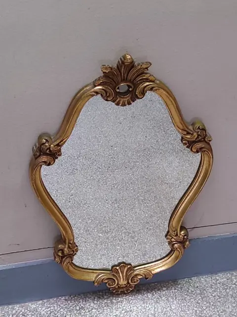 Vergulde houten spiegel (1) - Glas, Hout en bladgoud