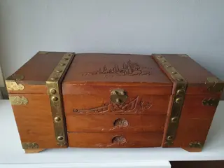 Grote juwelenkist - sieradenkist - sieradendoos - Hout, Messing