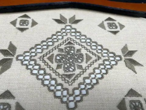 Uniek art deco stijl dienblad - Glas, Hout, Katoen