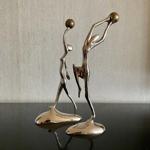 Elegante zware beelden (2) - Impressionistisch - Brons, Verchroomd