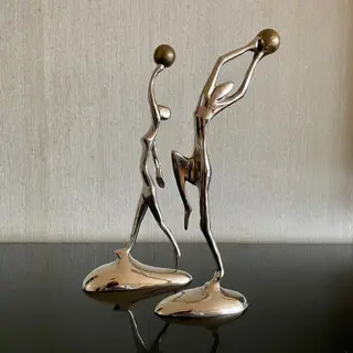 Elegante zware beelden (2) - Impressionistisch - Brons, Verchroomd