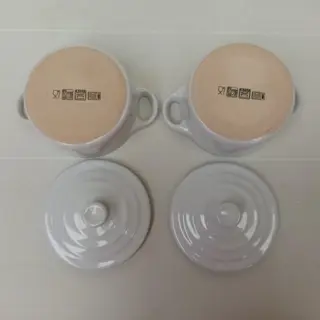 4 mini ovenschotels en 2 kommen - Porselein