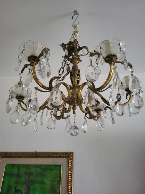 Antieke kroonluchter - Brons, antiek goud messing