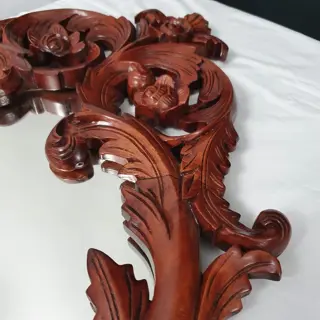 Houtsnijerwerk schouw spiegel - Glas, Hout