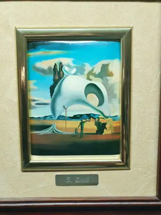 Salvador Dalí (after) - geëmailleerd schilderij - Emaille, Hout