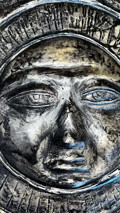 Abdoulaye Derme - Bronzen beeld voorstellende een zon - 40 cm - Brons (verguld/verzilverd/gepatineerd/koud geschilderd)