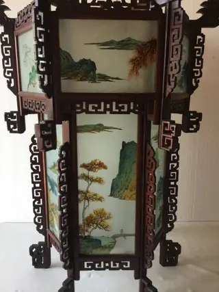 Lantaarn kroonluchter - Glas, Hout