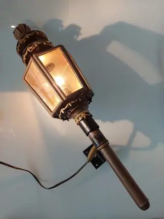 Koetslamp met kroon - Glas, Messing, Porselein, Staal