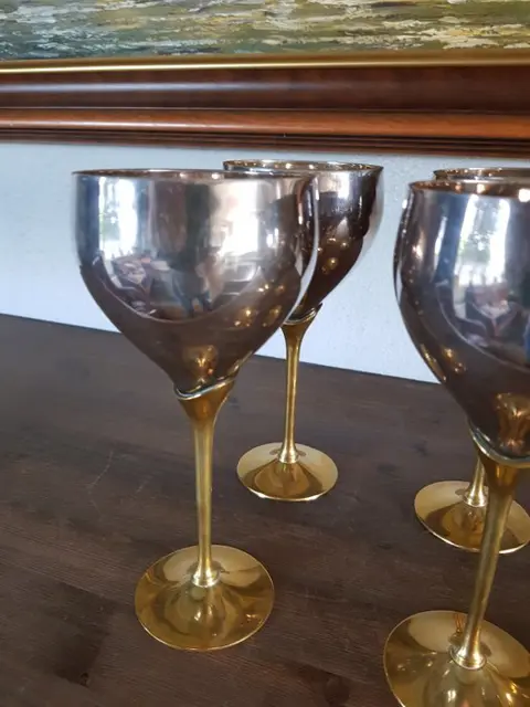 Set van 6 prachtige verzilverde wijn glazen van Claridge (6) - Messing, Verzilverd