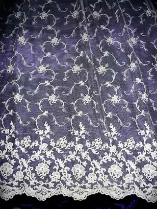 Prachtige Mega Large Coupon Katoenen Tule Kant Ongebruikt - 4.00m x 2.00m - Katoen - Midden 20e eeuw