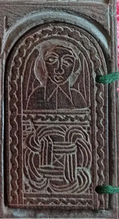 Reliekschrijn - Relikwie - Orthodox icoon in gegraveerde zandsteen uit de 19e eeuw (1) - Zandsteen