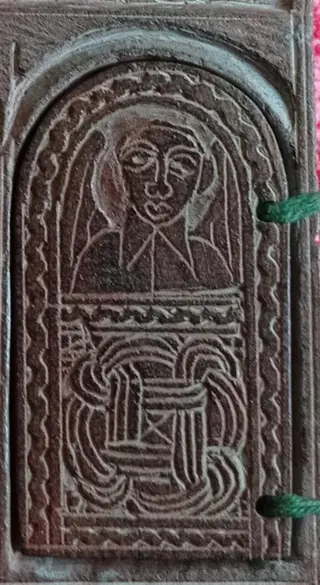 Reliekschrijn - Relikwie - Orthodox icoon in gegraveerde zandsteen uit de 19e eeuw (1) - Zandsteen