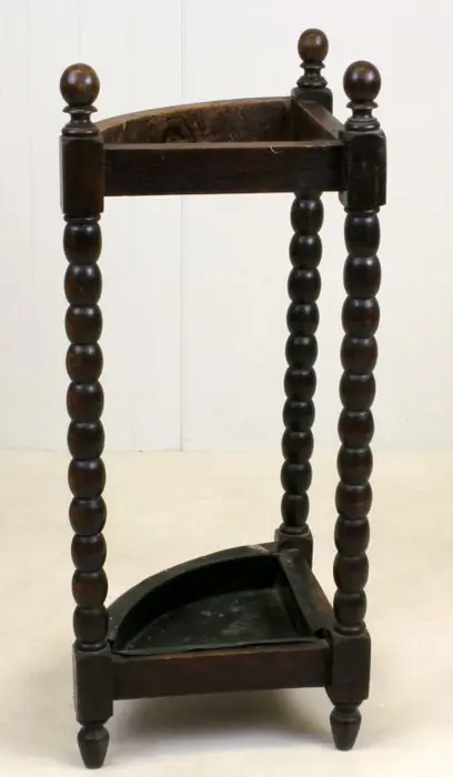 Paraplu & Wandelstok houder met opvangbakje - Hout, IJzer (gegoten/gesmeed)