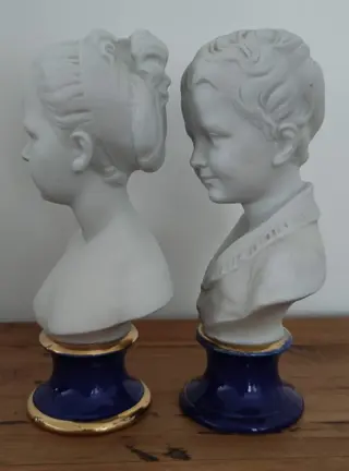 Pucci naar Houdon Jean Antoine - Limoges - Alexandre & Louise Brongniart (2) - Bisque porselein, Porselein