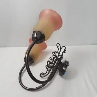 Tweearmige wandlamp - Art Nouveau - Glas, Koper