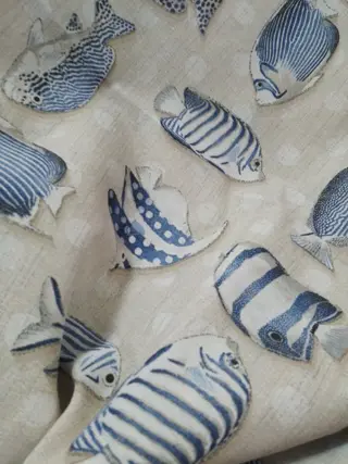 mooie blauwe marine stof - 2 x 250 x 149 cm (2) - Katoen - Eind 20e eeuw