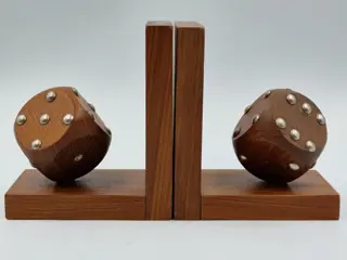 Set boekensteunen dobbelstenen - Art Deco - Hout, Metaal