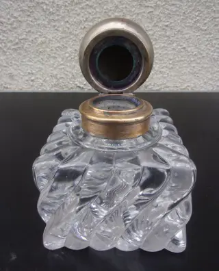 Baccarat - grote inktpot model Gedraaide bamboe - Kristal, Messing, Tin