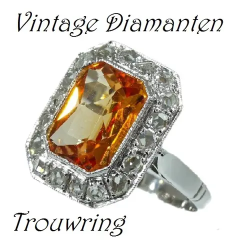 Roemrijke vintage trouwring met rose cut diamant.