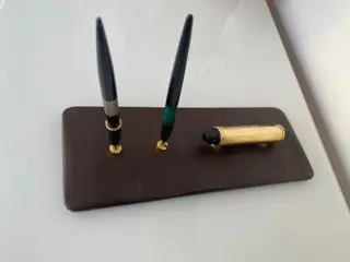 Bureau set, pen houder (1) - Leder, Messing