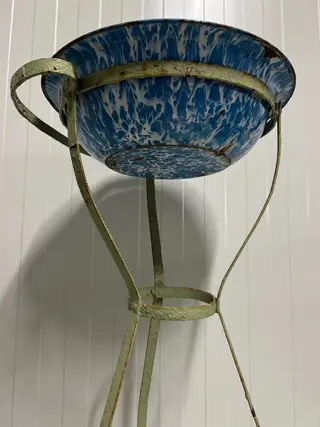 VintageRetro Lampetschaal met Houder (1) - Emaille, IJzer (gegoten/gesmeed)