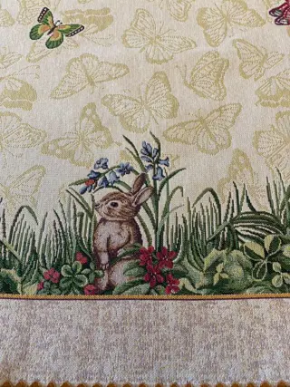 245 x 145 cm - groot san Leucio gobelin tafelkleed met paasornamenten - Volkskunst - Hars/polyester, Katoen - 21e eeuw