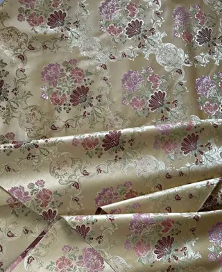 600 x 140 cm - koninklijke lichtgouden barokke damast bloemenstof - Katoen, Satijn, Zijde - 21e eeuw