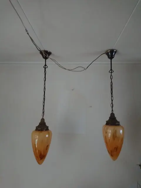 onbekend - onbekend - Lamp (2) - Art Deco - glas /koper