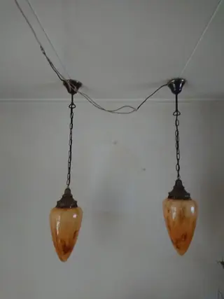 onbekend - onbekend - Lamp (2) - Art Deco - glas /koper