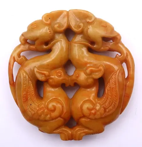 Harmonische Bescherming Amulet - Draak en Feniks - Serpentine - Bescherming van het paar in Feng Shui - Yin-yang balans