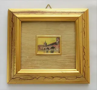 7 Schilderijtjes - Chromo Kunst Lithografie - Bladgoud - Hout verguld - Glas