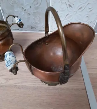 2 koperen potten (2) - Koper, Messing, Porselein