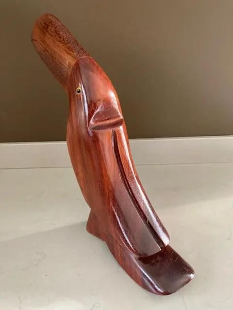 Beeld(je), Teakhouten beeldje Toekan - Hout (Teak)