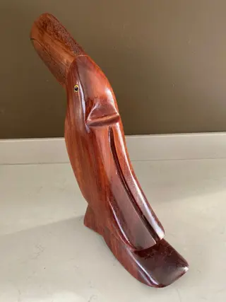 Beeld(je), Teakhouten beeldje Toekan - Hout (Teak)